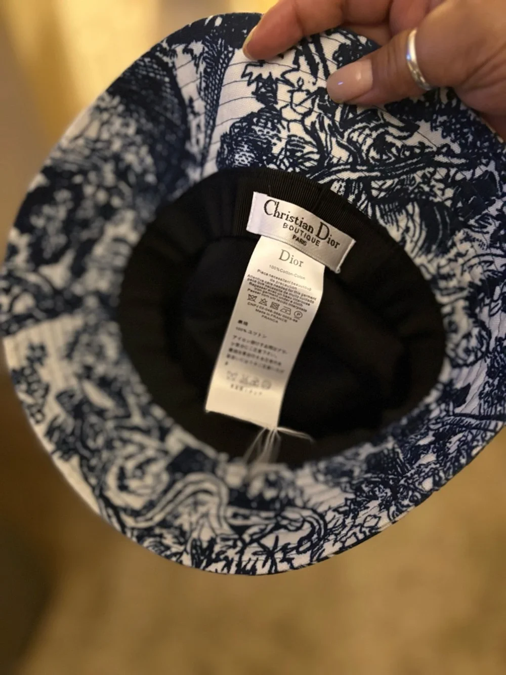 Navy and White Toile Bucket Hat - Picture 4 of 5